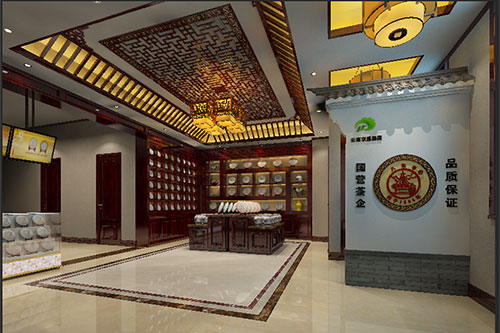 天坛街道古朴典雅的中式茶叶店大堂设计效果图